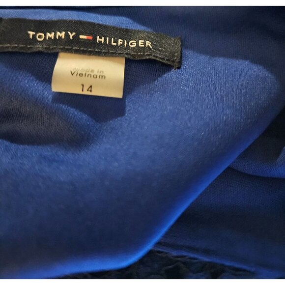 Tommy Hilfiger Womens Blue Floral Overlay Lace Sleeveless Shift Dress Size 14 - Picture 7 of 8